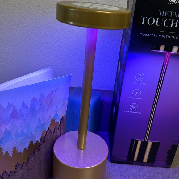 NIB, Metal LED Touch lamp with 8 different RGB colors, including color changing. - Picture 1 of 16
